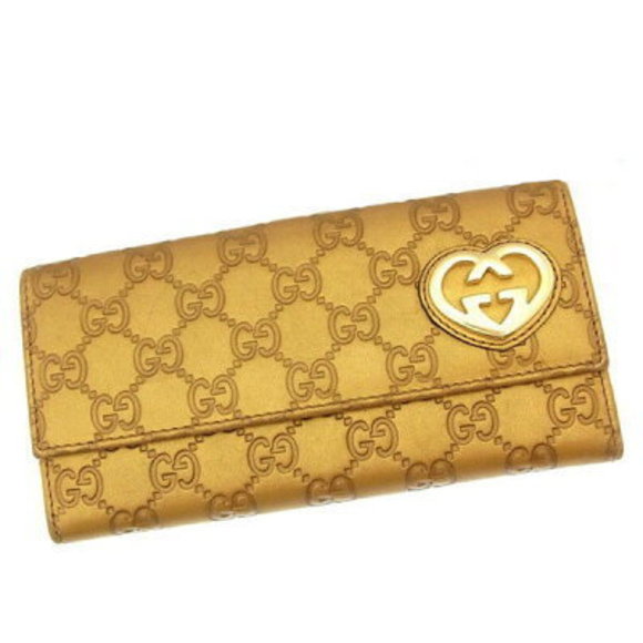 Gucci long Wallet bifold Interlocking GG Heart Guccissima - Picture 1 of 6